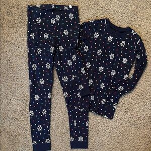 Primary Navy Snowflake and Dot Pajama Set